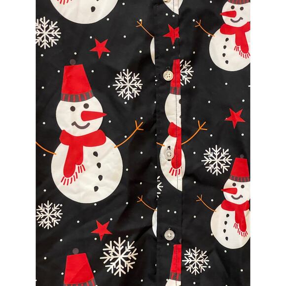 TUNEVUSE Mens Christmas Snowman Print Long Sleeve Button Down Large - Picture 4 of 5